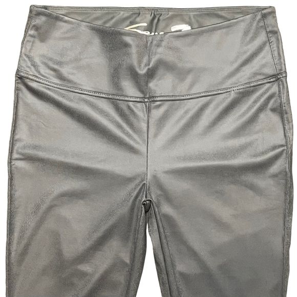 Seven7 Womens Faux Leather Legging Gun Metal Gray High Waisted Stretch Pull On L - Picture 3 of 9